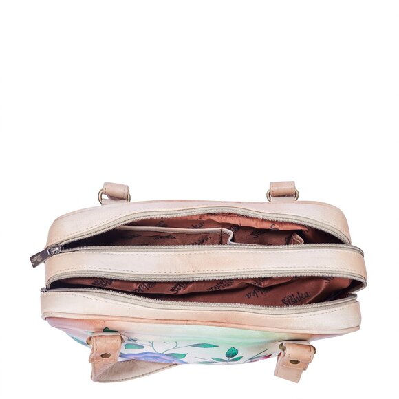 Leather Hand-Painted Shoulder Tote Bag for Ladies –Satchel Purse for Women - Picture 5 of 7